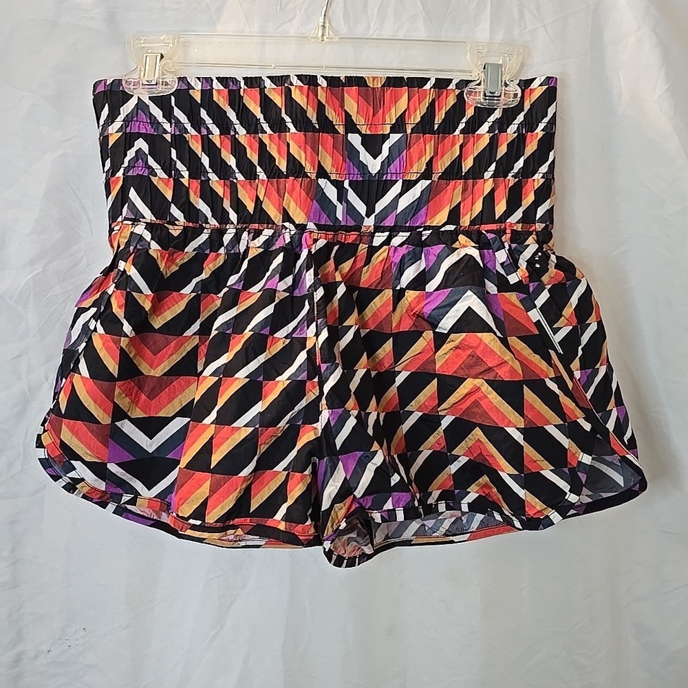 Free People FP Movement The Way Home Shorts Black Orange‎ Purple Lined Size M